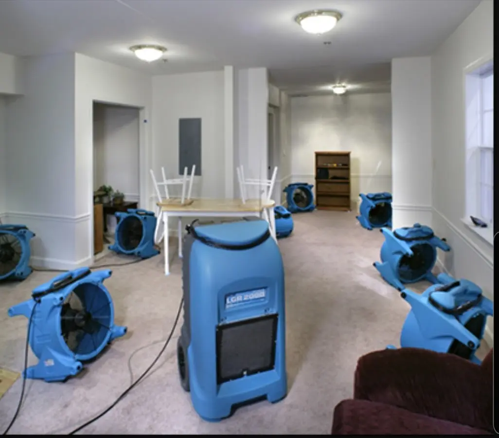Air movers and dehumidifier setup for Water Extraction & Removal in Amory